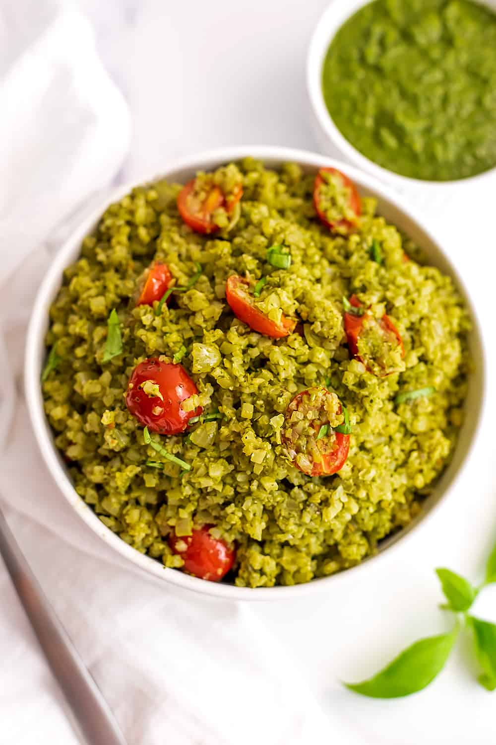 Pesto Cauliflower Rice Easy Vegan Recipe Bites of Wellness