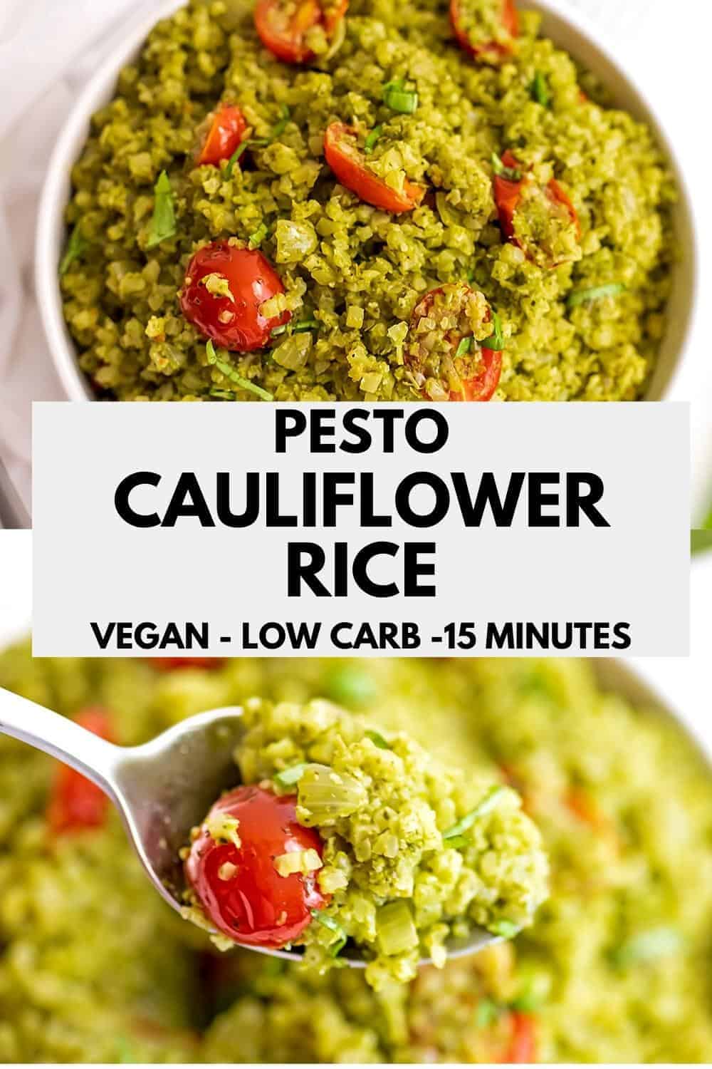 Pesto Cauliflower Rice Easy Vegan Recipe Bites of Wellness