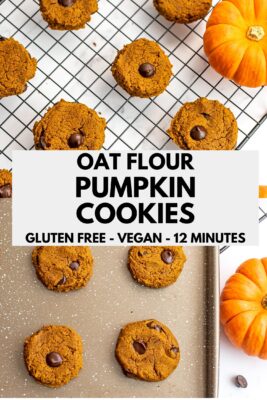 Oat flour pumpkin cookies on a wire cooling rack.
