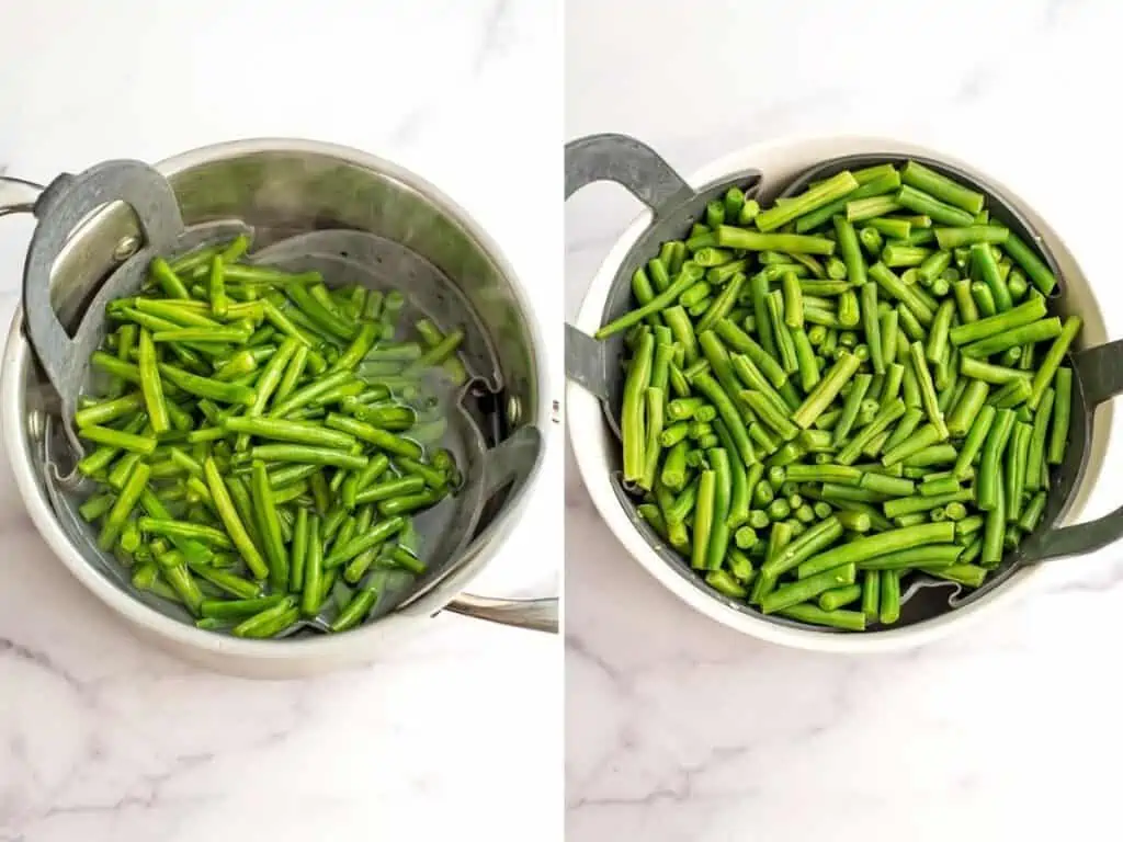 Green beans in boiling water.