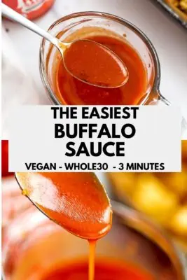 Spoonful of vegan buffalo sauce.
