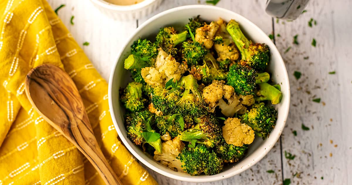 Air Fryer Broccoli and Cauliflower -10 Minutes | Bites of Wellness