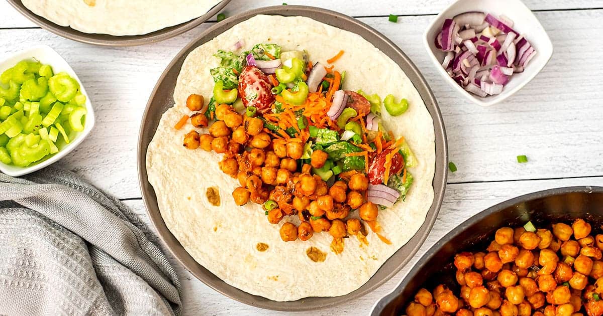 Buffalo Chickpea Wraps Quick & Easy Lunch Bites of Wellness