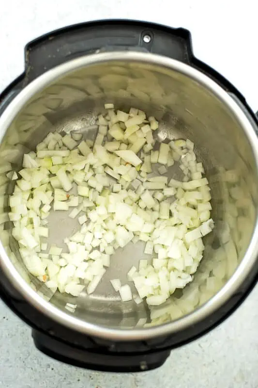 Chopped onions in instant pot.