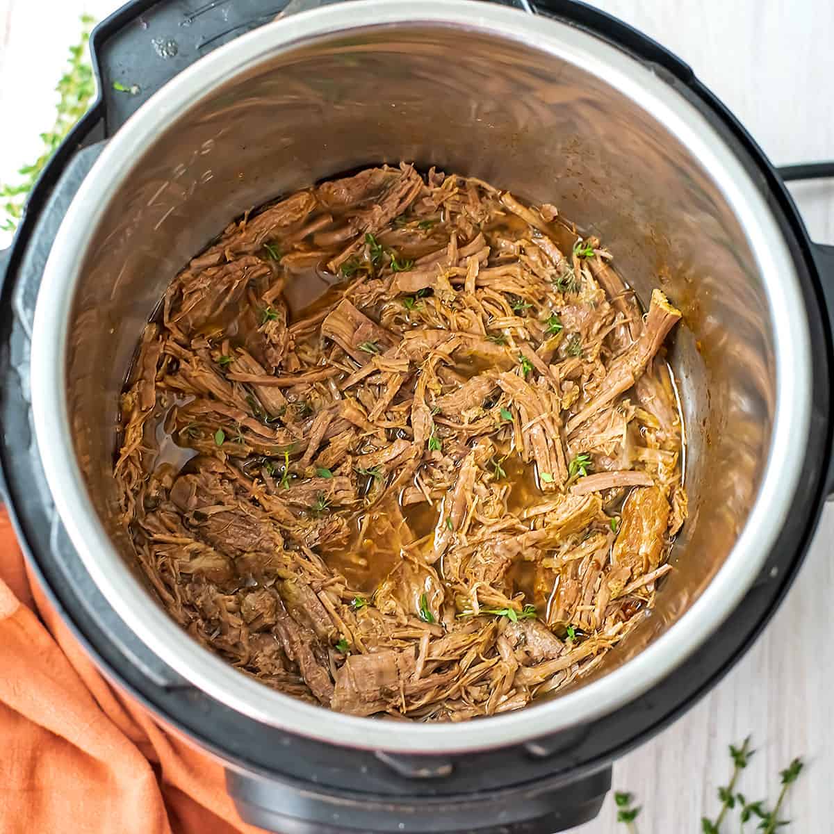 Shredded beef in instant pot.