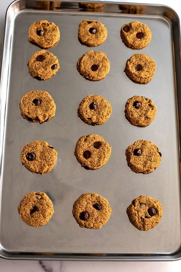 Chocolate chip cookies before baking.