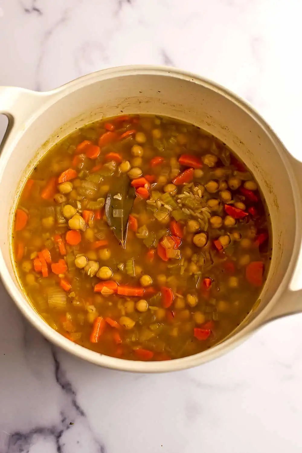 Greek vegetable soup before adding kale.