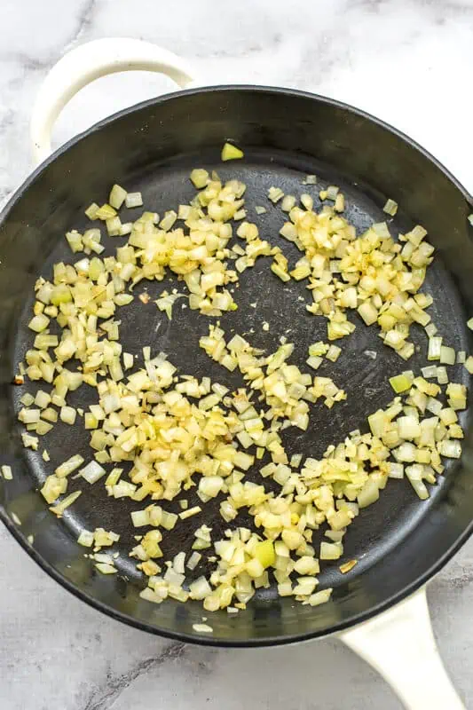 Sauteed onions in a large skilet.