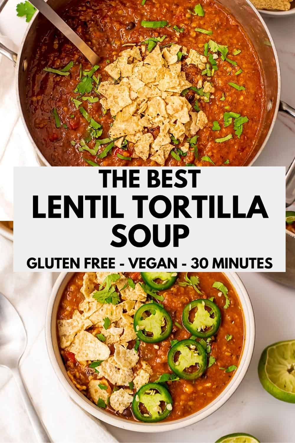 Vegan Lentil Tortilla Soup - Simple & Delicious | Bites of Wellness