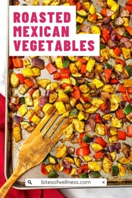 Large sheet pan filled with Mexican Roasted Veggies