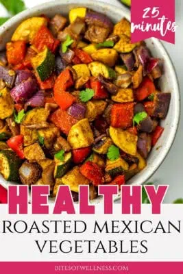 Large bowl filled with Mexican Roasted Veggies