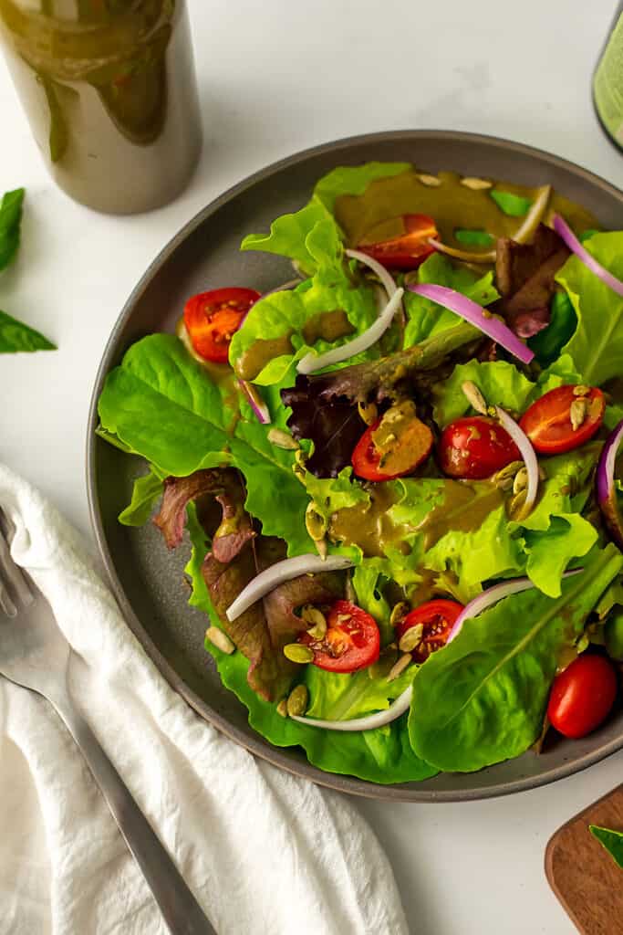 Green salad with balsamic basil vinaigrette.