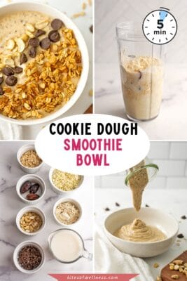 Large white bowl filled with cookie dough protein smoothie.