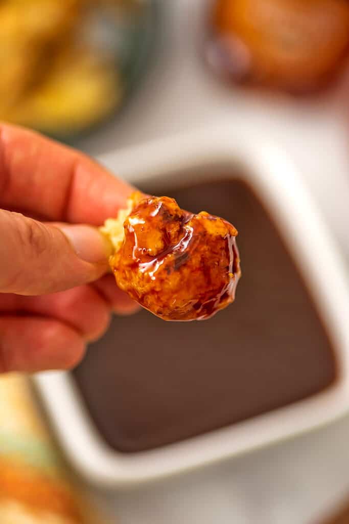 Breaded cauliflower dipped in honey sriracha sauce.