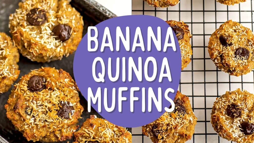 Banana quinoa muffins on a cooling rack.