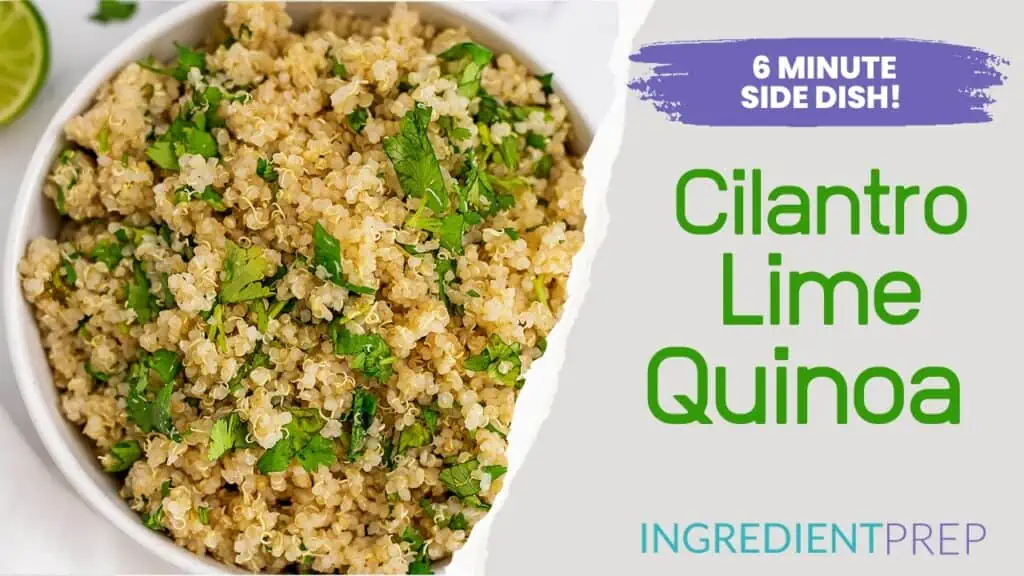 Cilantro lime quinoa in a large white bowl.