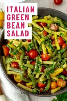 Large bowl filled with Italian Green Bean Salad