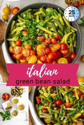 Large bowl filled with Italian Green Bean Salad
