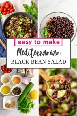 Large bowl of black bean cucumber tomato salad.
