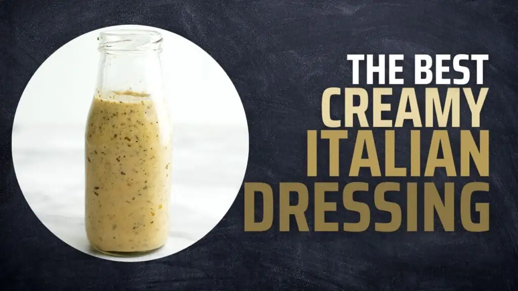 Creamy italian dressing in a dressing bottle.