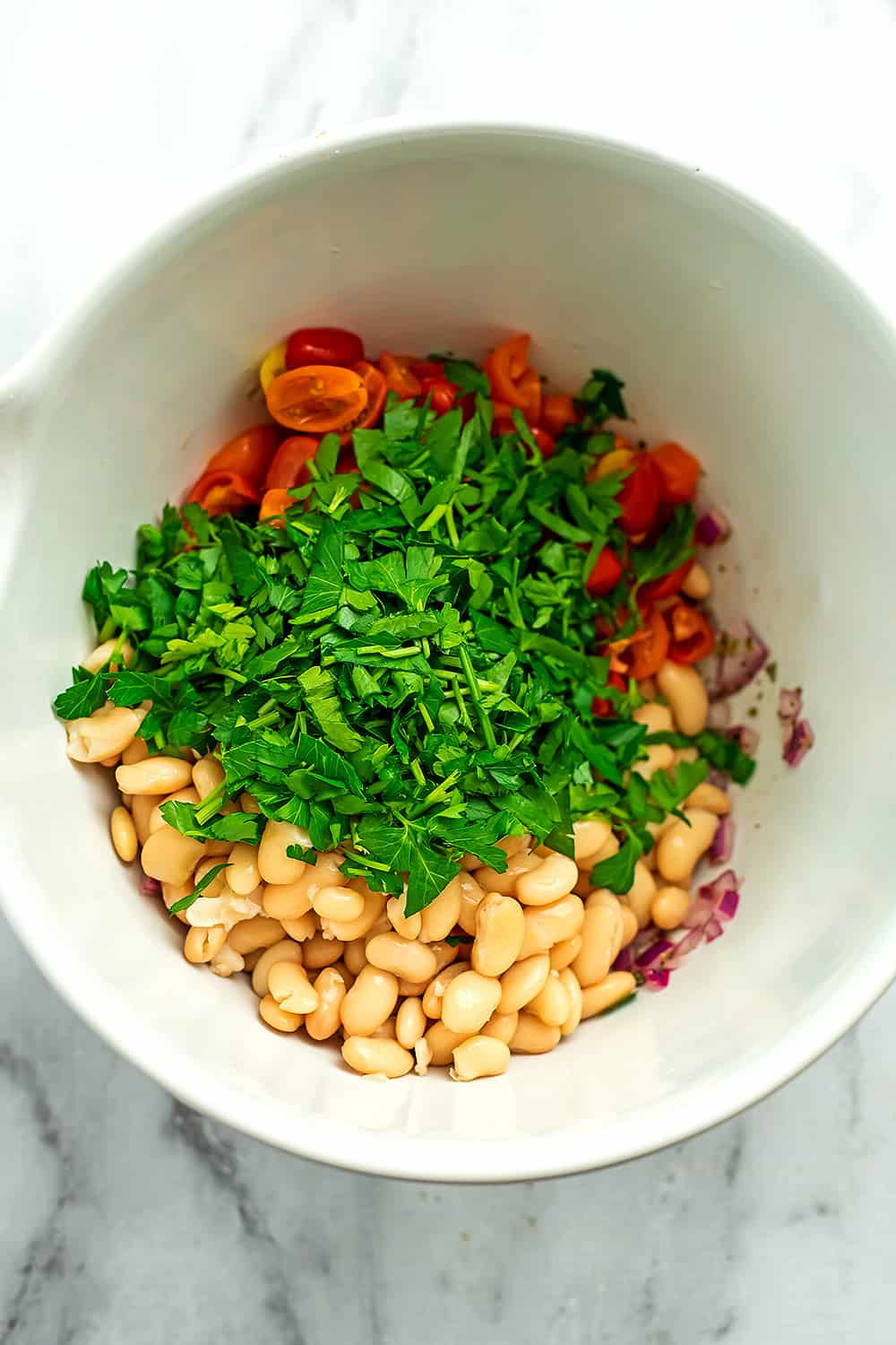 Greek White Bean Salad Ready in 5 Minutes, One Bowl Bites of Wellness