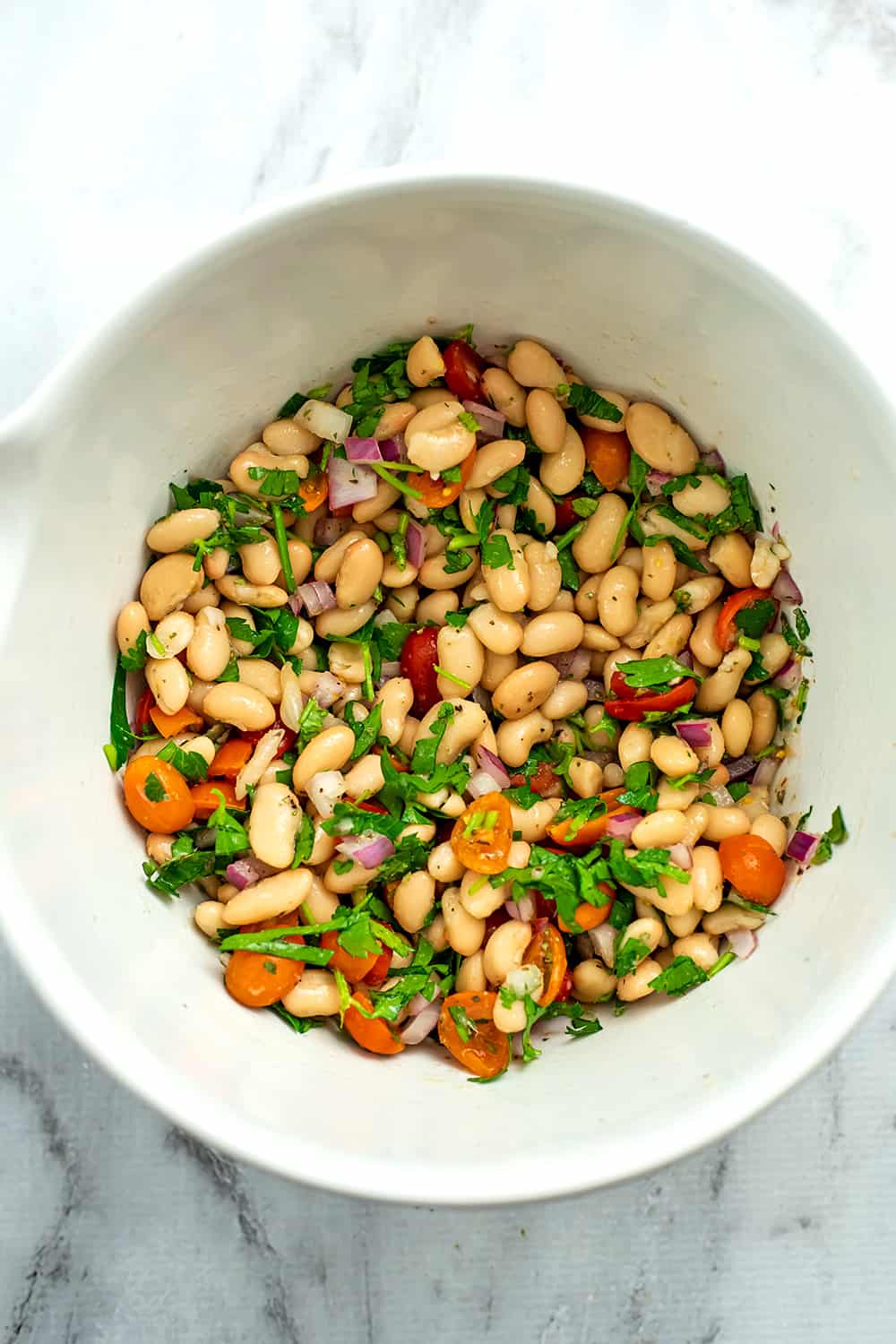 Greek White Bean Salad Ready in 5 Minutes, One Bowl Bites of Wellness