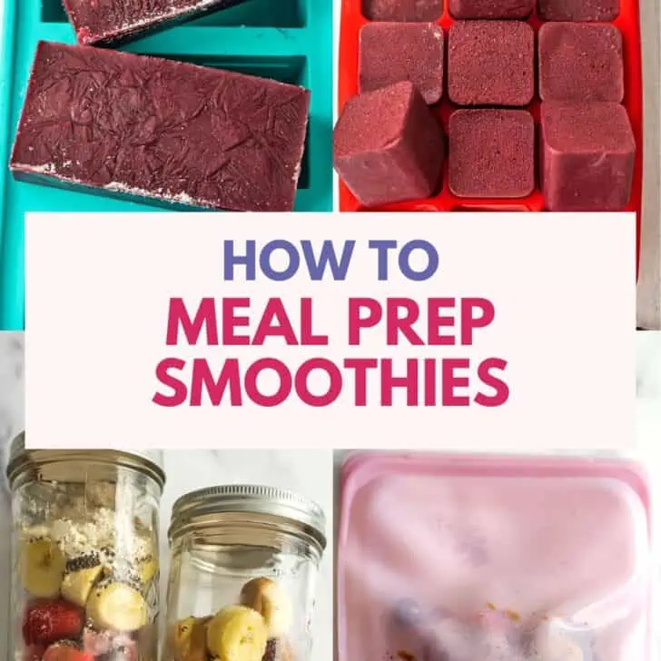 How to meal prep smoothies for the week with ice cube trays, freezer bags, mason jars and soupercubes.