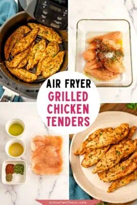 Grilled chicken tenders in the air fryer basket