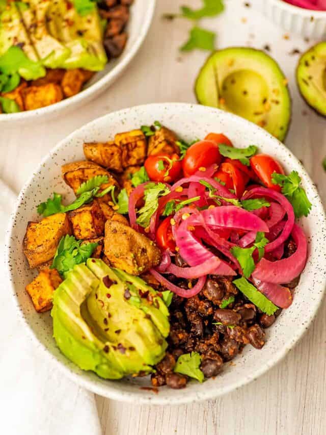 How To Make Sweet Potato Black Bean Bowls Bites Of Wellness