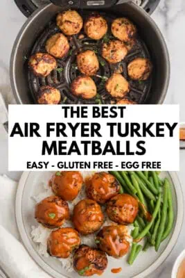 Turkey meatballs in air fryer basket
