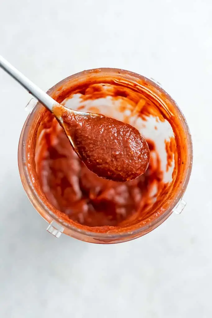 Chipotle cherry bbq sauce after blending in blender.