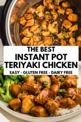 Chicken in teriyaki sauce in instant pot.