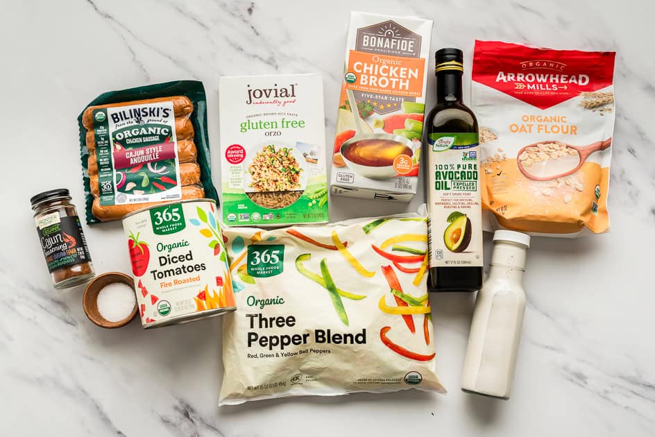 Ingredients to make cajun chicken orzo.