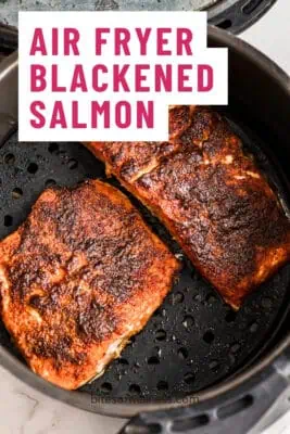 Salmon in air fryer with blackening seasoning.