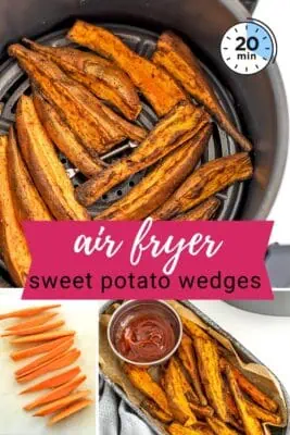 Sweet potato wedges in air fryer basket