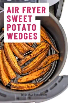 Sweet potato wedges in air fryer basket