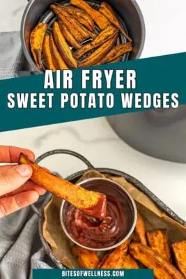 Sweet potato wedges in air fryer basket