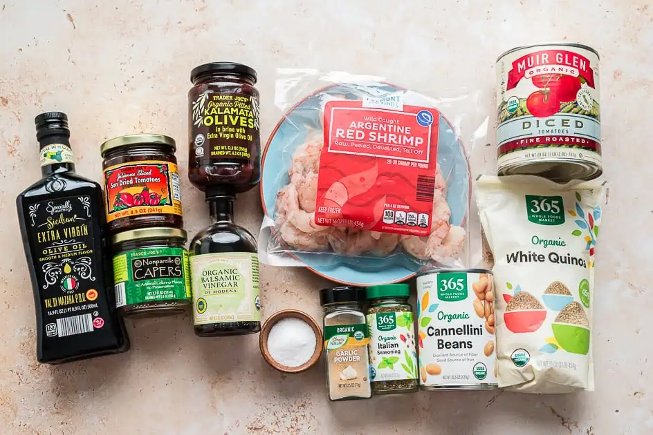 Ingredients to make Mediterranean Shrimp Bake.