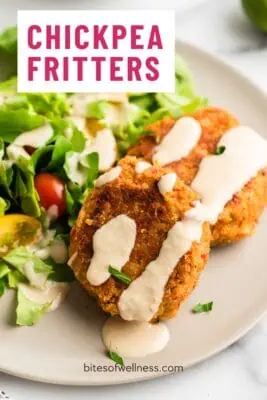 Chickpea fritters with lemon tahini sauce.